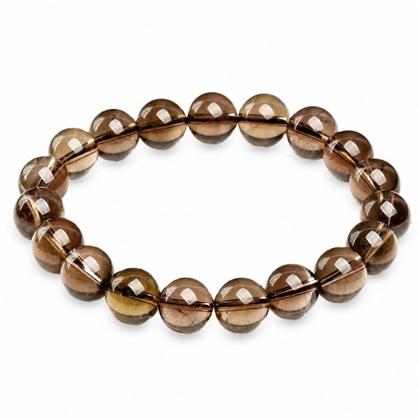 Smoky quartz beaded bracelet, 8 mm polished beads — VoxArcana