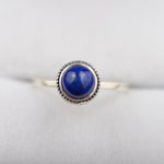 Round blue stone ring, lapis lazuli look, silver colour — VoxArcana