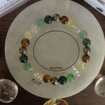 Mixed stone bead bracelet, 8 mm, green, brown and pale yellow — VoxArcana