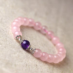 Pink crystal bead bracelet with a purple accent bead — VoxArcana