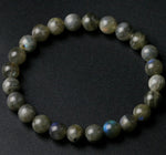 Labradorite bead bracelet, 8 mm, grey with blue flash — VoxArcana