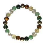 Mixed stone bead bracelet, 8 mm, green, brown and pale yellow — VoxArcana