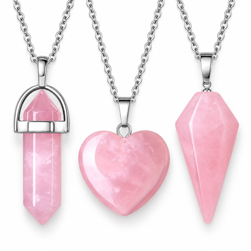 Pink crystal pendant necklaces, set of 3 — VoxArcana
